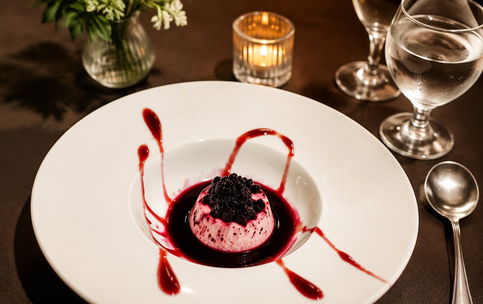 La panna cotta con coulis di frutti di bosco